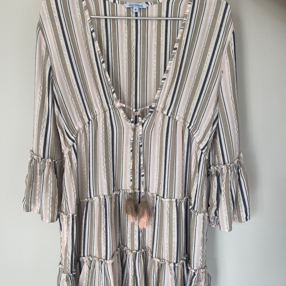 Blue Island Beach Striped Ultra Mini Cover Up Size Medium - Picture 1 of 5